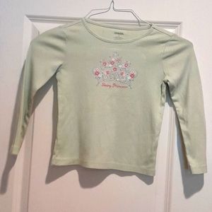 Long sleeve Gymboree pale green shirt with princess applique size 5 girls